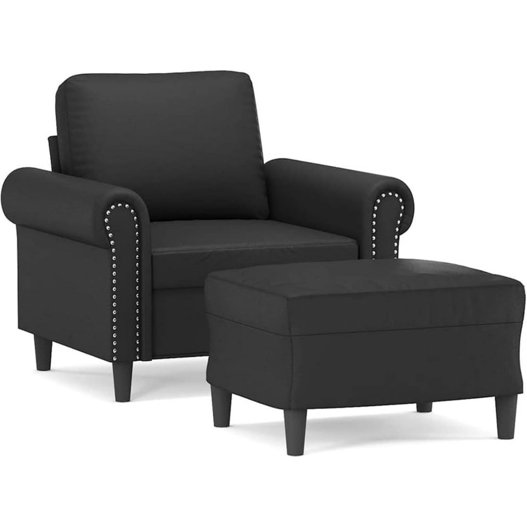 Poltrona confortevole con poggiapiedi struttura in metallo nero
