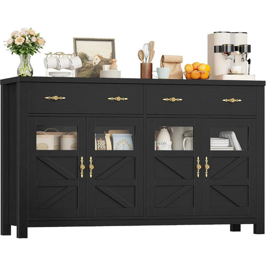 Credenza da soggiorno con ante regolabile nero