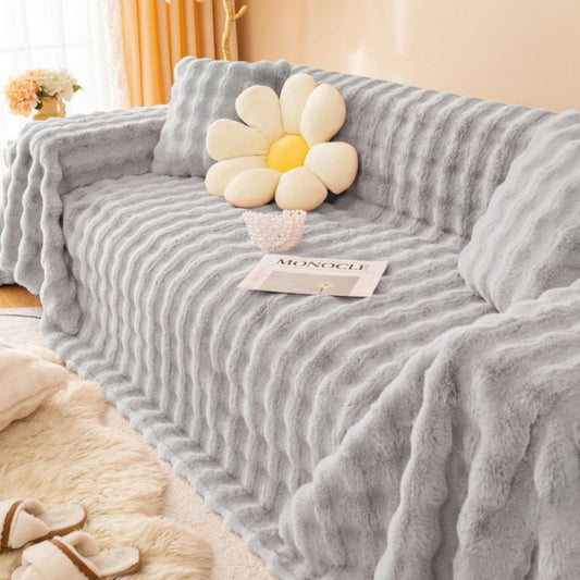 Divano confortevole YAOYI Copridivano peluche spesso coniglio, grigio chiaro