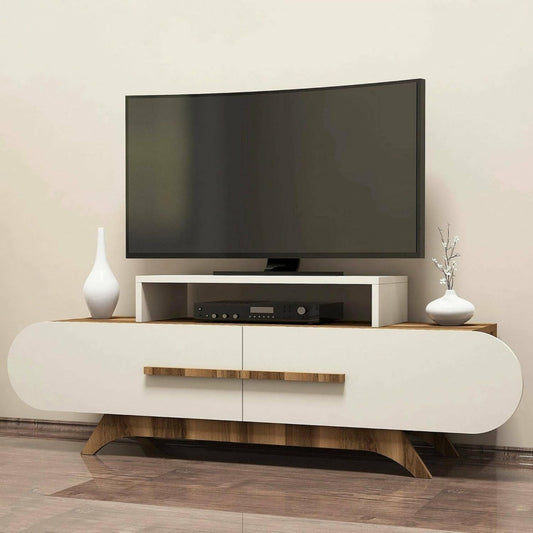 Console porta TV regolabile con ripiani crema