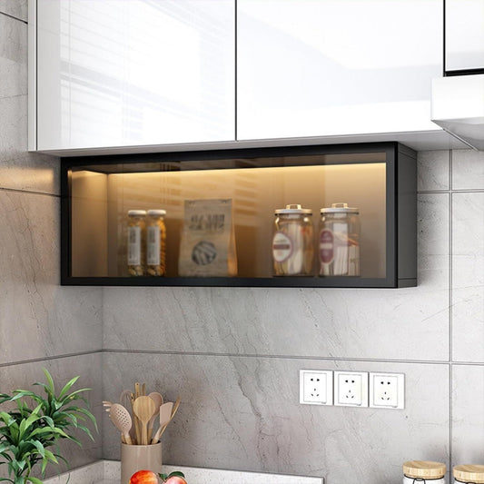 Arredo per soggiorno con ante con vetro antracite