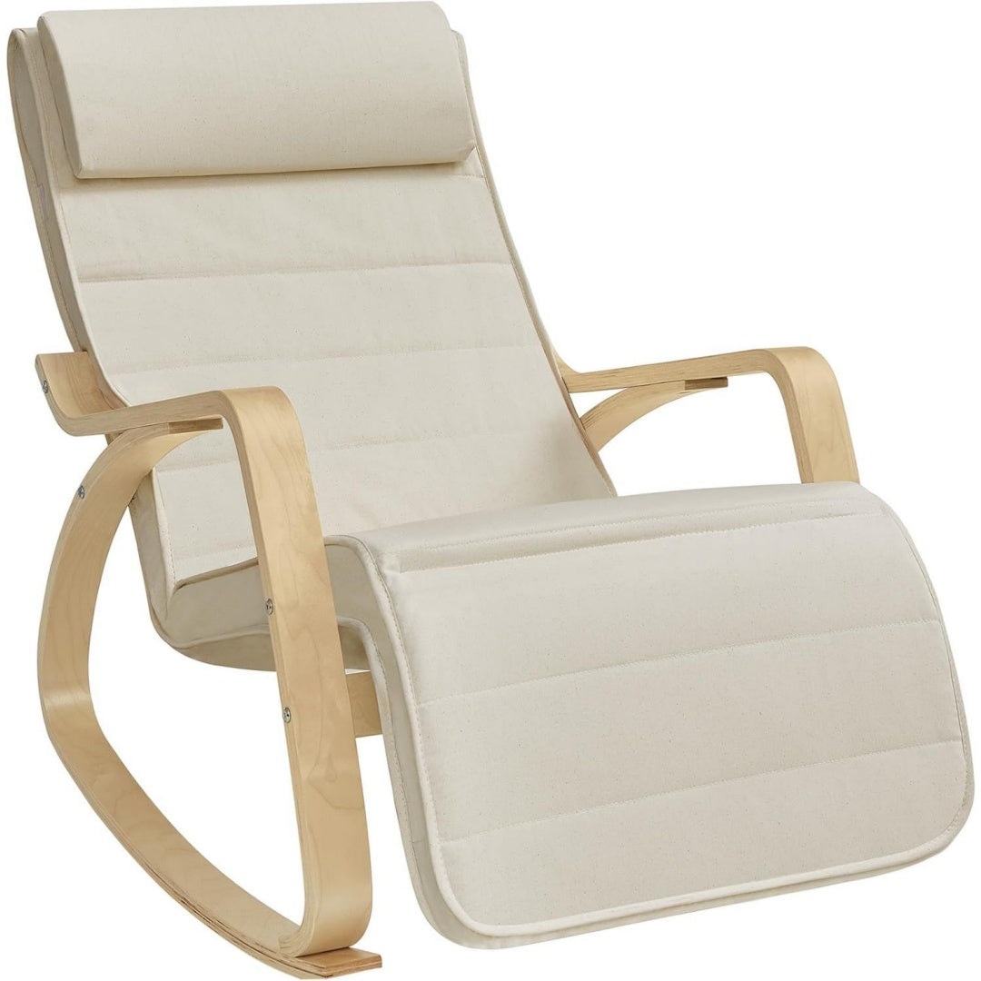 Seduta lounge regolabile con poggiapiedi beige