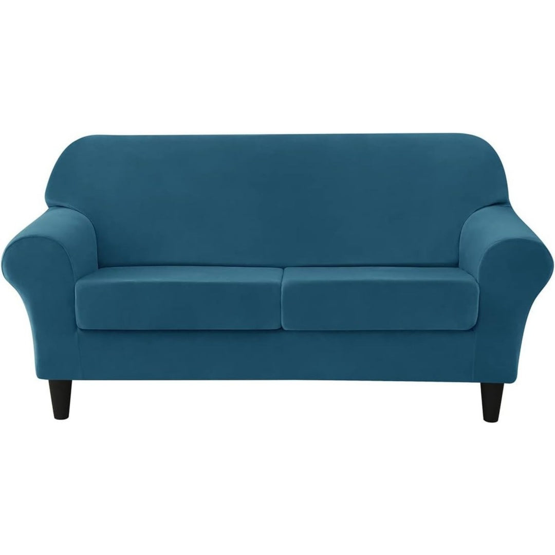 Divano da soggiorno con ante rivestimento in velluto blu