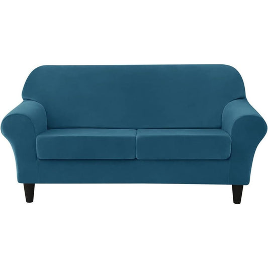 Divano da soggiorno con ante rivestimento in velluto blu