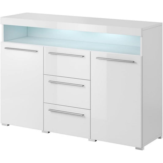 Madia contenitore con illuminazione LED in MDF bianco