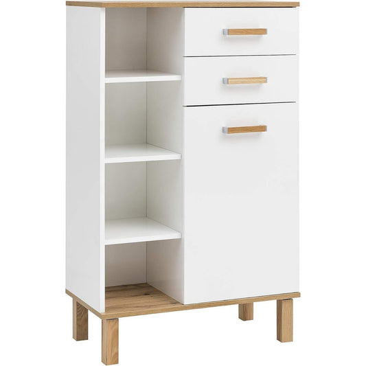 Credenza da soggiorno bianco con cassetti struttura in metallo