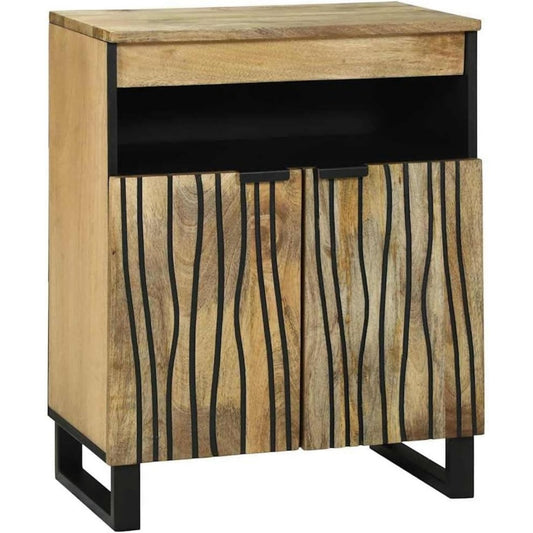 Credenza da soggiorno con ante in legno massello marrone