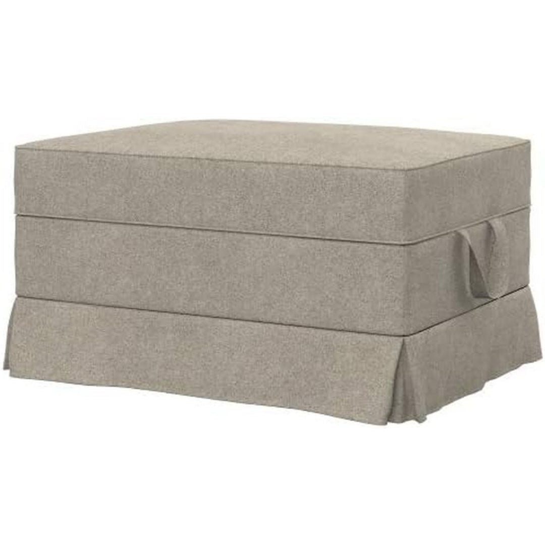 Seduta imbottita con poggiapiedi rivestimento in tessuto beige