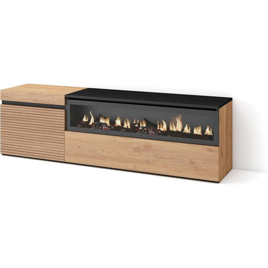 Mobile audiovisivo con illuminazione LED rovere