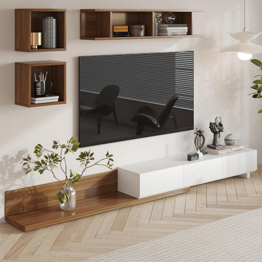 Stand TV e centri multimediali regolabile con vano contenitore bianco