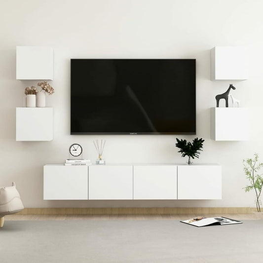 Console porta TV Mobile Bianco Truciolato,Set Mobile TV,Set bianco